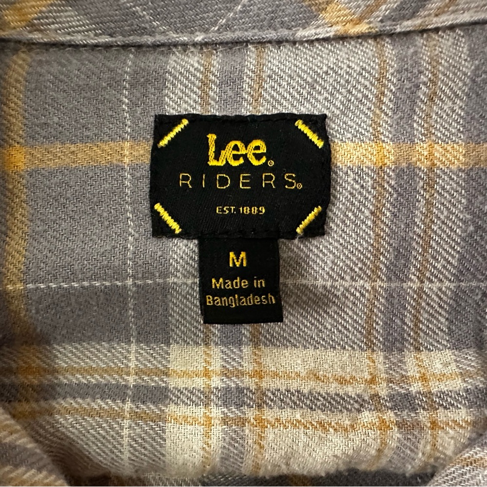 🌻3 for $13🌻 Lee Riders | Cabincore Yellow Grey Flannel Button Down long Slv Sz M - Picture 4 of 13